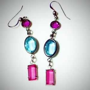 Stunning Pink Tourmaline,Topaz & Amethyst Earrings